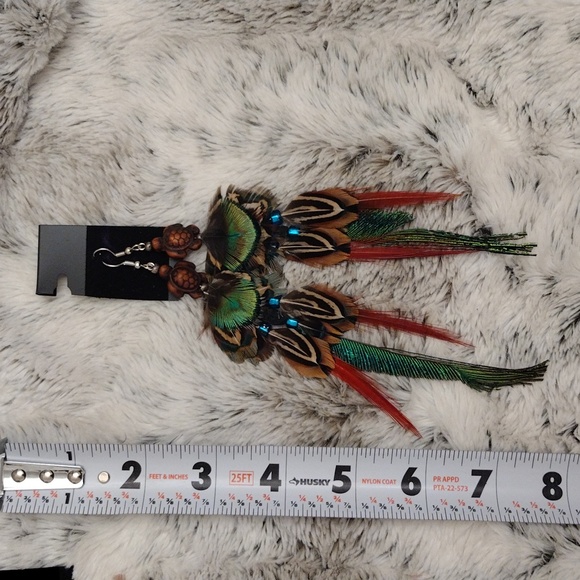 Handmade feather earrings - Picture 4 of 8